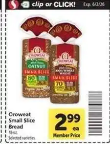 Safeway Oroweat Small Slice Bread offer