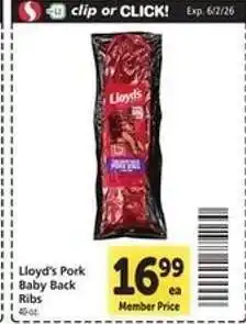 Safeway Lloyd's Pork Baby Back Ribs offer
