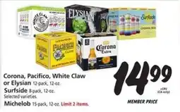 Safeway Corona, Pacifico, White Claw, Elysian, Surfside, Michelob offer