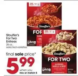 Giant Eagle Stouffer's For Two Entrees offer