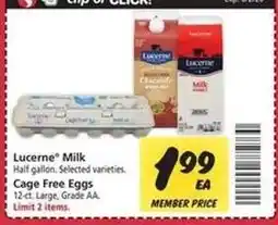 Safeway Lucerne Milk and Cage Free Eggs offer
