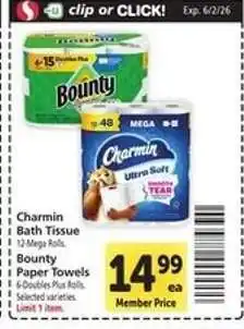 Safeway Charmin Bath Tissue, Bounty Paper Towels offer
