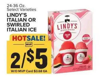 Food Lion LINDY'S ITALIAN OR SWIRLED ITALIAN ICE offer