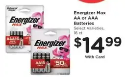 Kroger Energizer Max AA or AAA Batteries offer