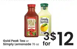 Albertsons Gold Peak Tea or Simply Lemonade offer