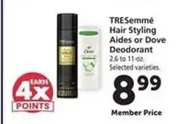 Safeway TRESemmé Hair Styling Aides or Dove Deodorant offer