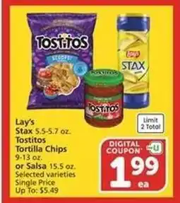 Albertsons Lay's Stax, Tostitos Tortilla Chips or Salsa offer