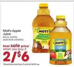 Giant Eagle Mott's Apple Juice offer
