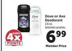 Safeway Dove or Axe Deodorant offer