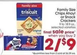 Giant Eagle Family Size Chips Ahoy! or Snack Crackers offer
