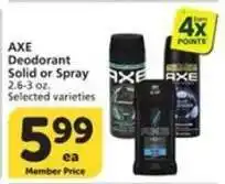 Albertsons AXE Deodorant Solid or Spray offer