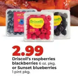 Hy-Vee Driscoll’s raspberries, blackberries, or Sunset blueberries offer