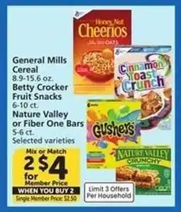 Albertsons General Mills Cereal, Betty Crocker Fruit Snacks, Nature Valley or Fiber One Bars offer