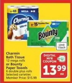 Albertsons Charmin Bath Tissue or Bounty Paper Towels offer