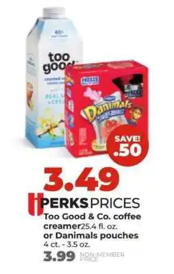 Hy-Vee Too Good & Co. coffee creamer or Danimals pouches offer