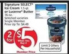Albertsons Signature SELECT Ice Cream or Lucerne Butter offer