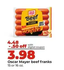 Hy-Vee Oscar Mayer Beef Franks offer