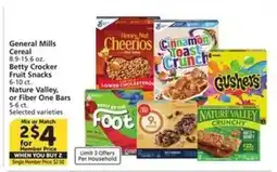 Albertsons General Mills Cereal, Betty Crocker Fruit Snacks, Nature Valley or Fiber One Bars offer