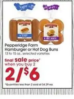 Giant Eagle Pepperidge Farm Hamburger or Hot Dog Buns offer