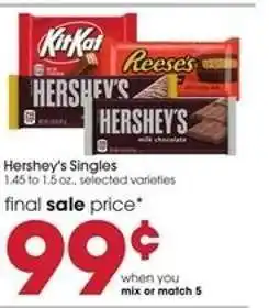 Giant Eagle Hershey's Singles offer