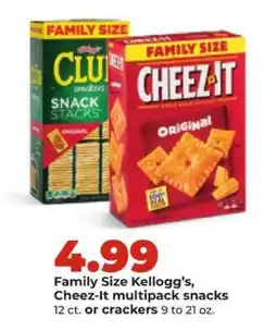 Hy-Vee Family Size Kellogg’s, Cheez-It multipack snacks offer