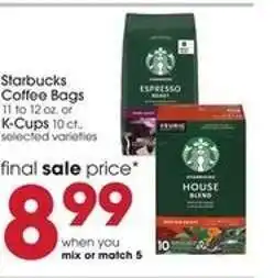 Giant Eagle Starbucks Coffee Bags or K-Cups offer