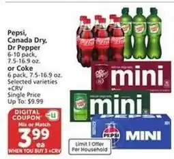 Albertsons Pepsi, Canada Dry, Dr Pepper, or Coke offer