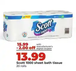 Hy-Vee Scott 1000 Sheet Bath Tissue offer