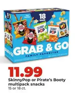 Hy-Vee SkinnyPop or Pirate’s Booty multipack snacks offer