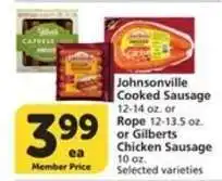 Albertsons Johnsonville Cooked Sausage or Gilberts Chicken Sausage offer