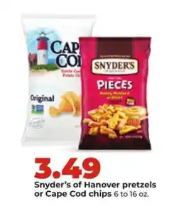 Hy-Vee Snyder's of Hanover pretzels or Cape Cod chips offer