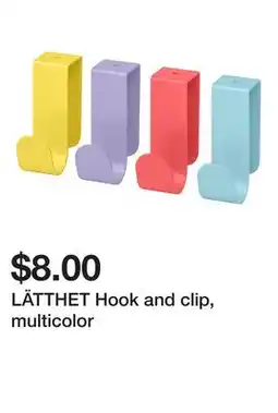 Ikea LÄTTHET Hook and clip, multicolor offer