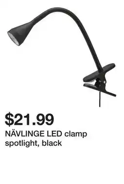 Ikea NÄVLINGE LED clamp spotlight, black offer