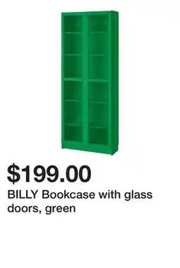 Ikea BILLY Bookcase with glass doors, green offer