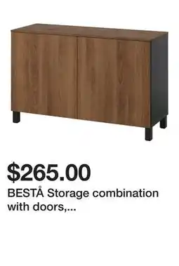 Ikea BESTÃ… Storage combination with doors, black-brown/Lappviken/Stubbarp walnut effect offer