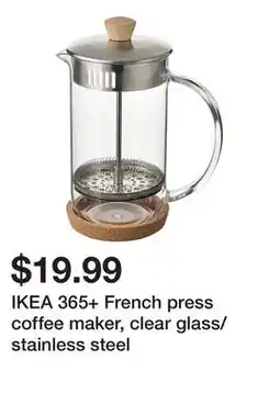Ikea IKEA 365+ French press coffee maker, clear glass/stainless steel offer