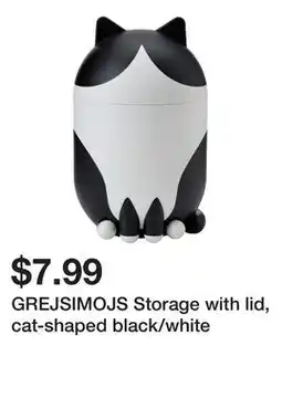 Ikea GREJSIMOJS Storage with lid, cat-shaped black/white offer