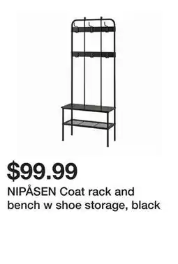 Ikea NIPÅSEN Coat rack and bench w shoe storage, black offer