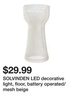 Ikea SOLVINDEN LED decorative light, floor, battery operated/mesh beige offer