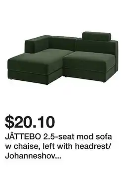 Ikea JÄTTEBO 2.5-seat mod sofa w chaise, left with headrest/Johanneshov dark green offer