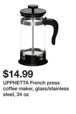 Ikea UPPHETTA French press coffee maker, glass/stainless steel, 34 oz offer