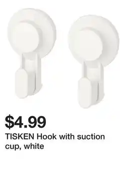 Ikea TISKEN Hook with suction cup, white offer