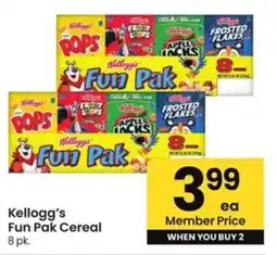 Albertsons Kellogg's Fun Pak Cereal offer