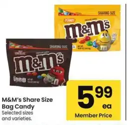 Albertsons M&M's Share Size Bag Candy offer