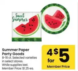 Albertsons Summer Paper Party Goods offer