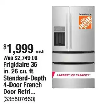 Frigidaire 36 in. 26 cu. ft. Standard-Depth 4-Door French Door Refri...
