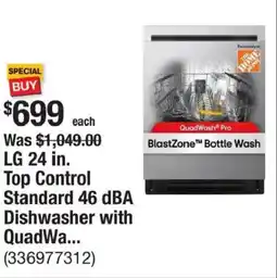 The Home Depot LG Top Control Standard 46 dBA Dishwasher with QuadWa... offer