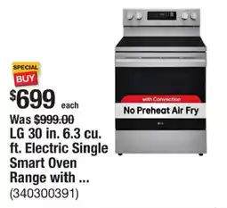 The Home Depot LG 30 in. 6.3 cu. ft. Electric Single Smart Oven Range with ... offer