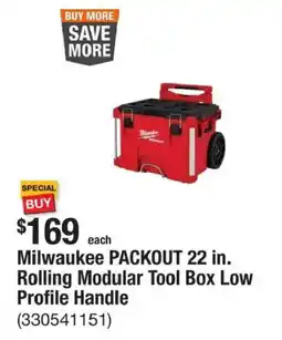 The Home Depot Milwaukee PACKOUT 22 in. Rolling Modular Tool Box Low Profile Handle offer