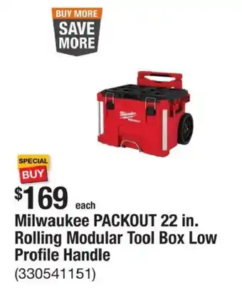 Milwaukee PACKOUT 22 in. Rolling Modular Tool Box Low Profile Handle